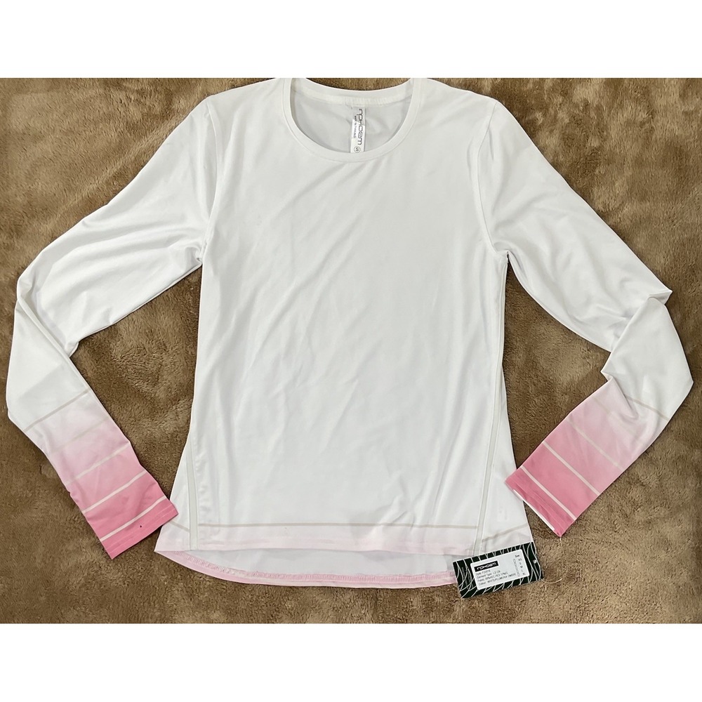 Inphorm Long Sleeve Women's S White Pink Plumeria Ombre Tennis Golf 488